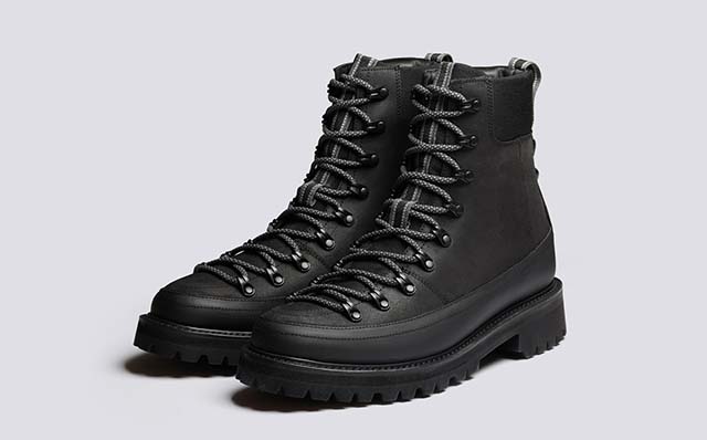 Grenson Brady Tech Mens Hiker Boots in Black Reining Suede GRS113988